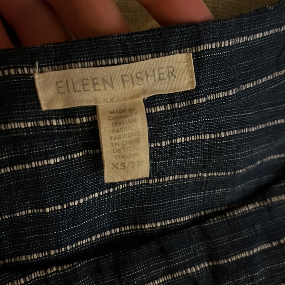 Eileen Fisher organic linen dress blue and white pinstripe - Picture 7 of 8
